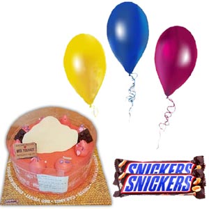 Cake W/ balloons & chocolates