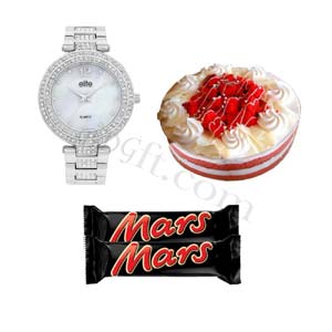 Ladies watch W/ cake & chocolates