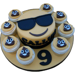 1 Pound Emoji Cake & 8 Pcs Cupcake