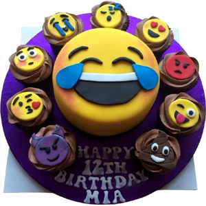 1 pound Emoji Cake And 9 Pieces Cupcakes