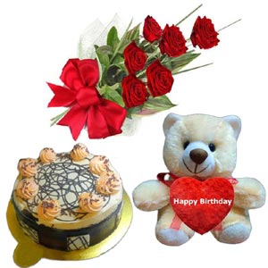 (63) Shumi's Hot Cake W/ Roses & Birthday Bear