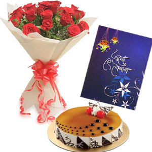 (006) Roses W/ cake & card