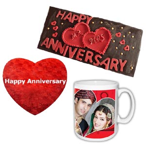 (02) Anniversary Chocolate W/ Pillow & Mug