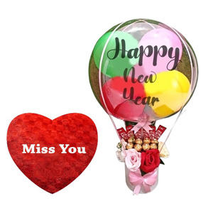 New Year Balloon & Miss You Pillow Set