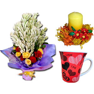 Flowers W/ candle & mug