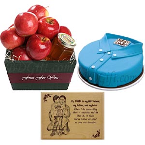 Cake W/ fruit basket & photo frame