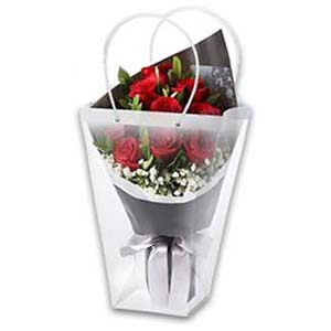 (02)  12pcs red roses in a transparent bag