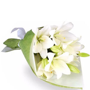 (68) White Lilies in a Bouquet