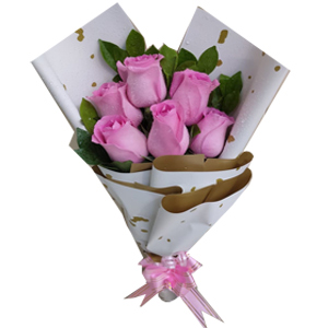 (0003) 6 Pink Imported Roses