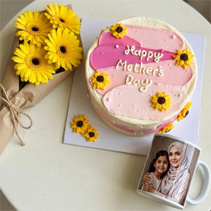 (04) Cake,Gerbera Bouquet W/ Photo Mug