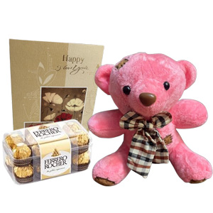 Ferrero Rocher & Pink Teddy New Year Gift Combo