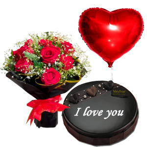 Red Rose & Chocolate Cake Surprise Combo