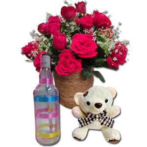 Red Rose, Teddy & Message in a Bottle